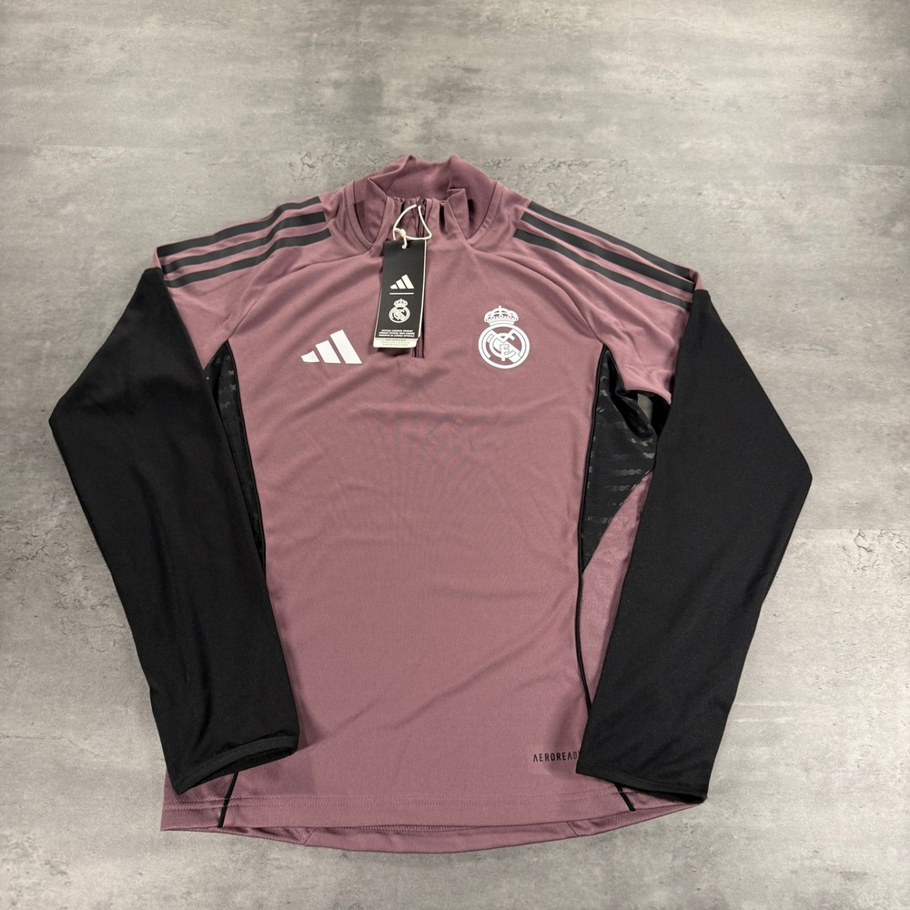 Real Madrid Adidas Training Top Kids M Purple La Liga Soccer 1/4 Zip KA1688 NEW